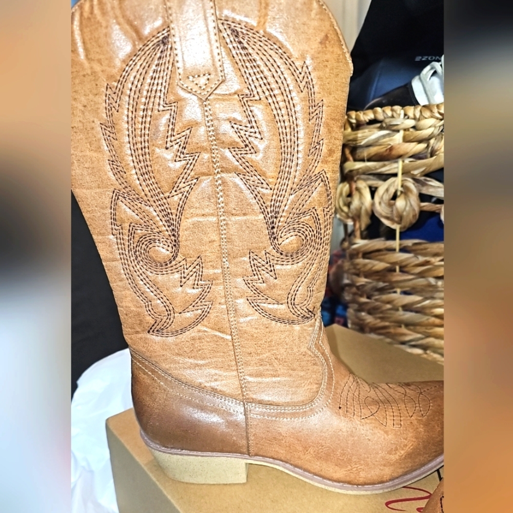 Coconuts Gaucho BrownWestern Cowboy Boots In BOX Size 8 - Picture 2 of 2